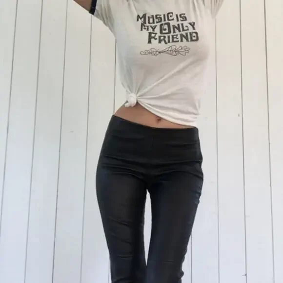 Victoria Beckham Black Leather Zip Pants‎ Leggings Size 27 - Picture 2 of 11